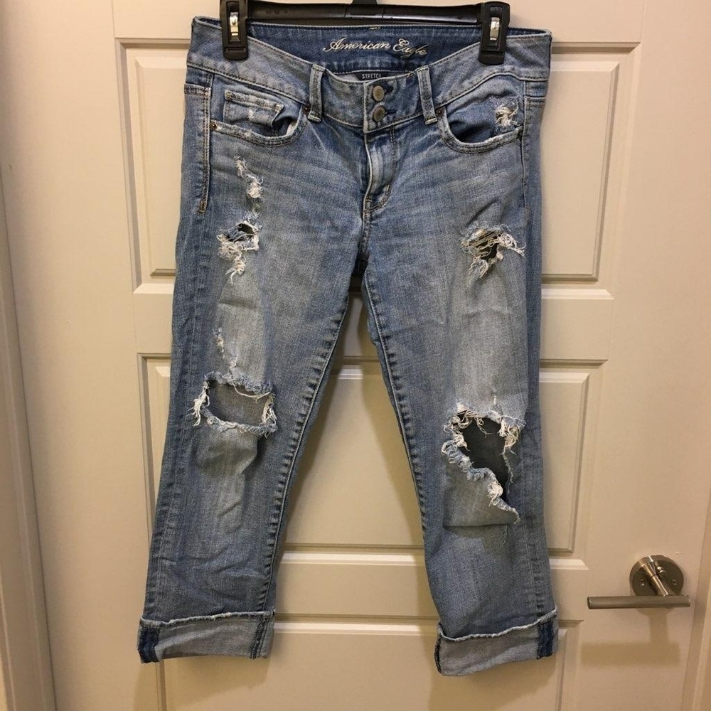 American Eagle Stretch Cropped Destroyed Jeans 6